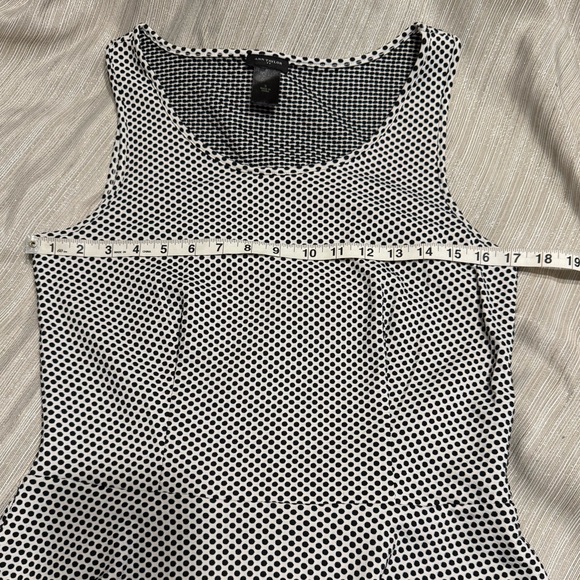 Ann Taylor Black & White Polka Dot Peplum Sleeveless Shirt Tank Top Dressy Style - Picture 6 of 8